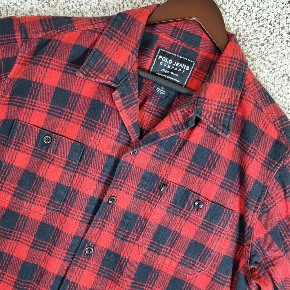 Polo Jeans Company Ralph Lauren Mens Plaid Flannel Shirt Button Down M